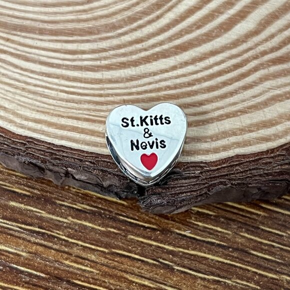 Pandora St.Kitts & Nevis Flag Saint Kitts and Nevis Heart Bead Charm - Picture 2 of 4